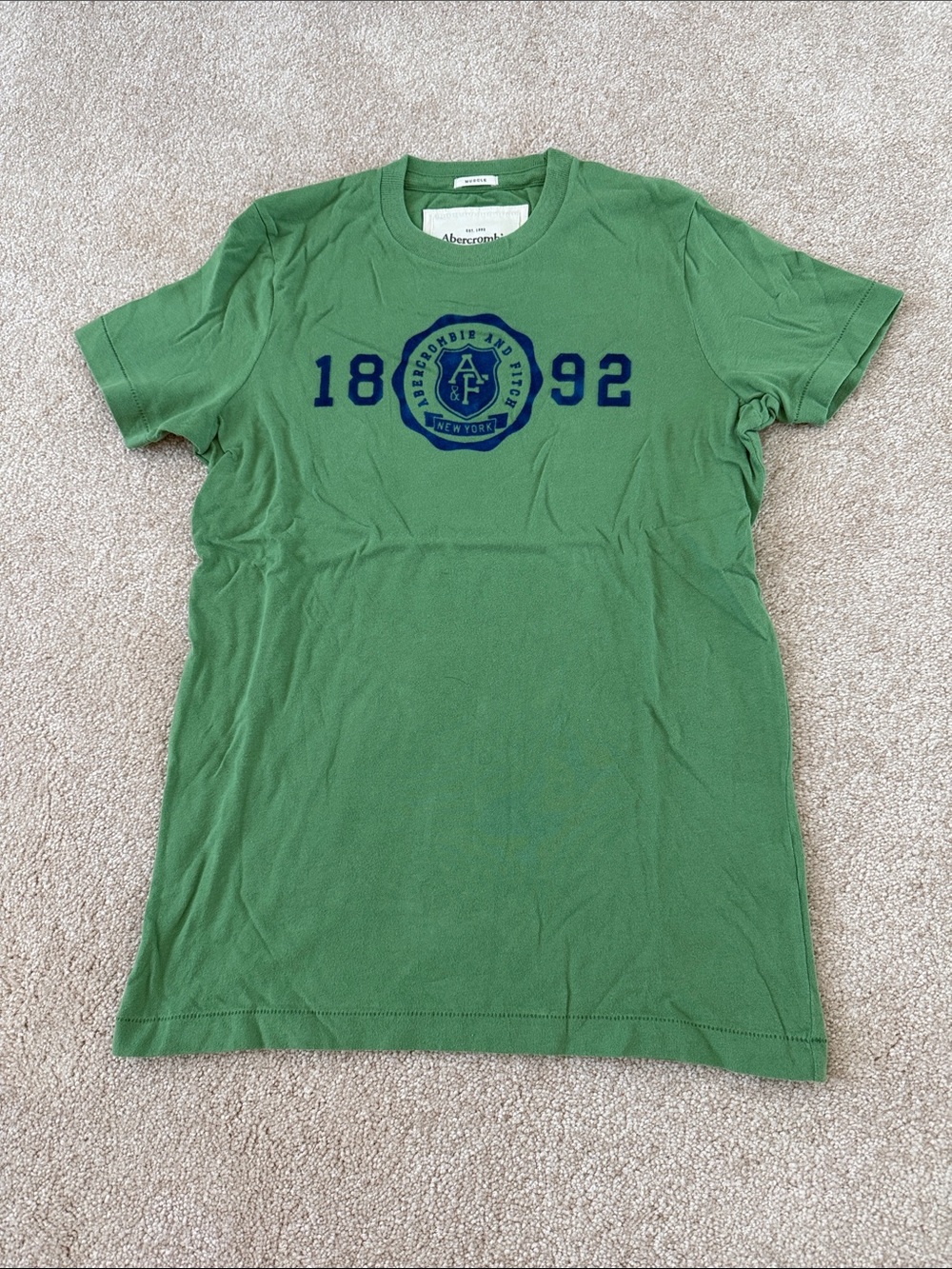 Abercrombie & Fitch Green Short Sleeve Tee with Navy Crest